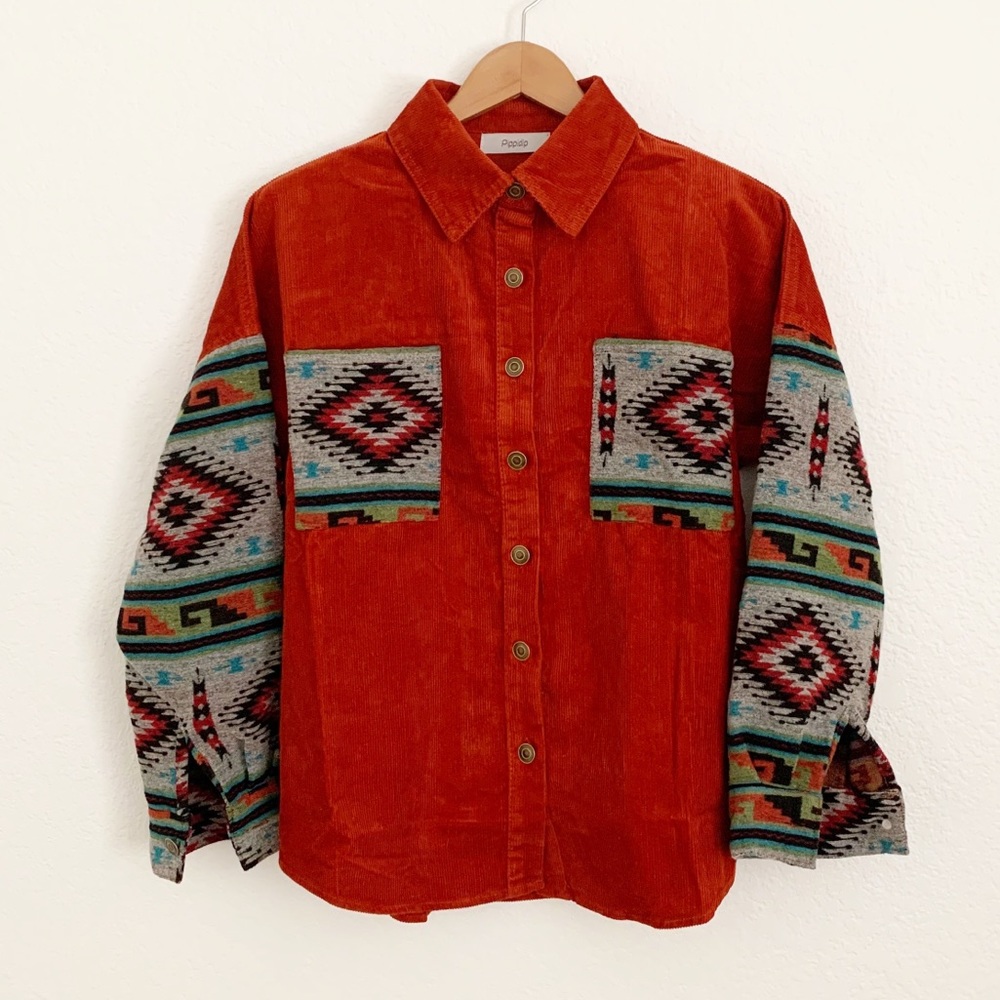 Women's Red Patterned Jacket - Picture 2 of 8